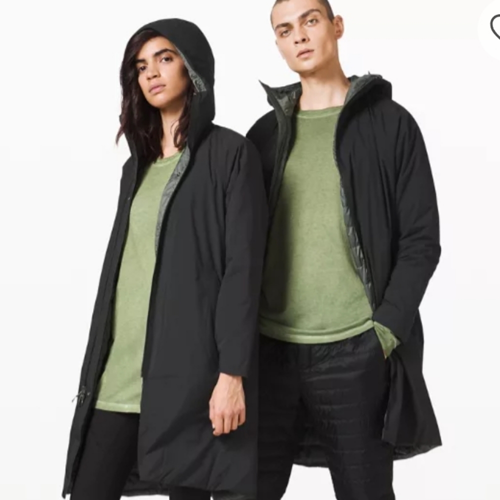 Lululemon Women Siffra Filled Coat *RVRS In Black/Green Size L New No Tag